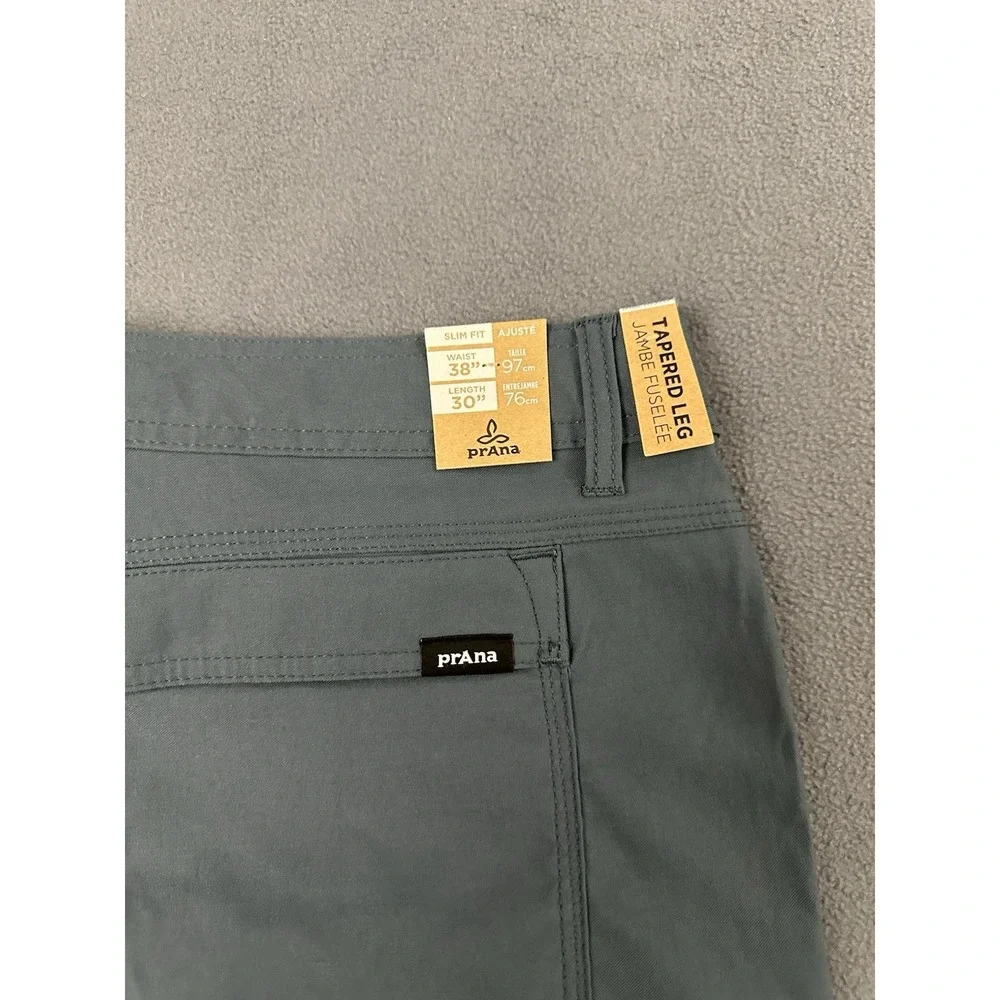 Prana Men's Stretch Zion Pants 2 Grey Blue Size 38x30 Slim Fit